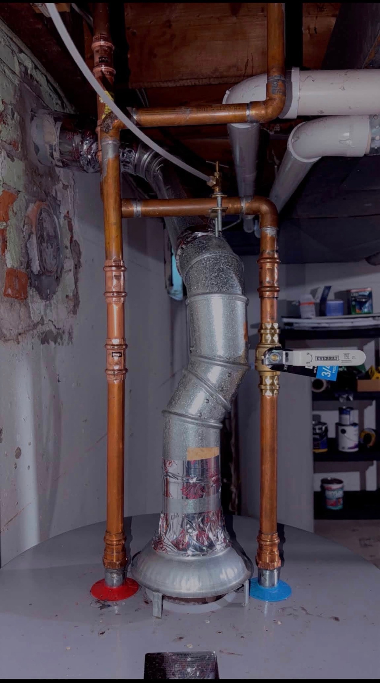 Copper pipe system with ball valve in Buffalo NY basement